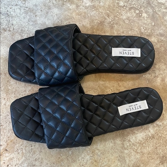 Steven Shoes - Steven New York Black Quilted Slide Sandals Size 10